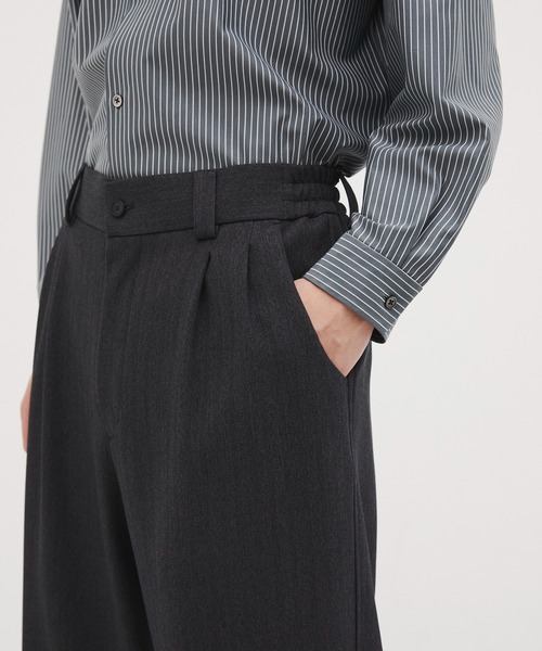 CITY TOKYO(シティトウキョウ)の「【CITY TOKYO/シティートーキョー】Mix herringbone ワイドパンツ(スラックス・メンズ・ダークグレー/ブラウン・2/1)」の7枚目の写真