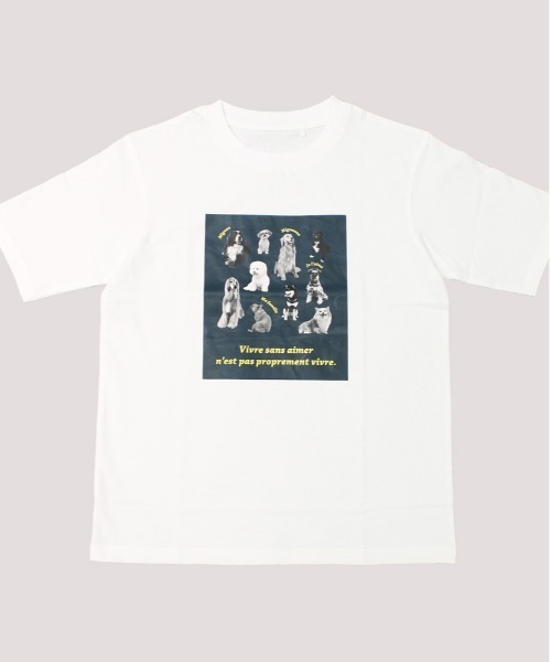 and it_（アンドイット）の「モノクロームペットTシャツ（Tシャツ/カットソー・レディース・ブラック系2/ブラック系1/ホワイト系4/ホワイト系3/ホワイト系2・M-L）」の2枚目の写真