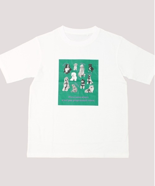 and it_（アンドイット）の「モノクロームペットTシャツ（Tシャツ/カットソー・レディース・ブラック系2/ブラック系1/ホワイト系4/ホワイト系3/ホワイト系2・M-L）」の3枚目の写真