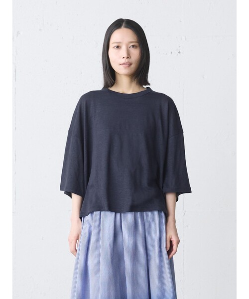 MidiUmi(ミディウミ)の「MidiUmi リネンワイドプルオーバー(Tシャツ/カットソー・レディース・ブラック/ベージュ/ネイビー・FREE)」の3枚目の写真