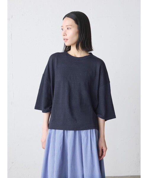 MidiUmi(ミディウミ)の「MidiUmi リネンワイドプルオーバー(Tシャツ/カットソー・レディース・ブラック/ベージュ/ネイビー・FREE)」の8枚目の写真