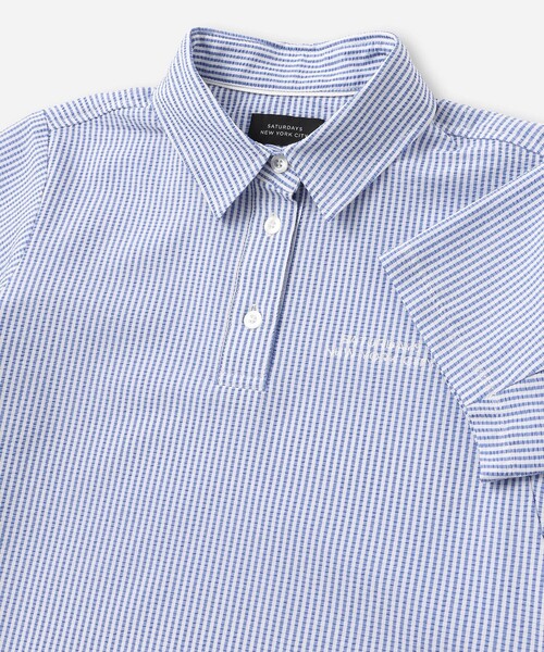 Saturdays Golf(サタデーズゴルフ)の「Seersucker HS Shirt | WOMEN(ポロシャツ・レディース・ブラック/ブルー・L/M/S)」の5枚目の写真