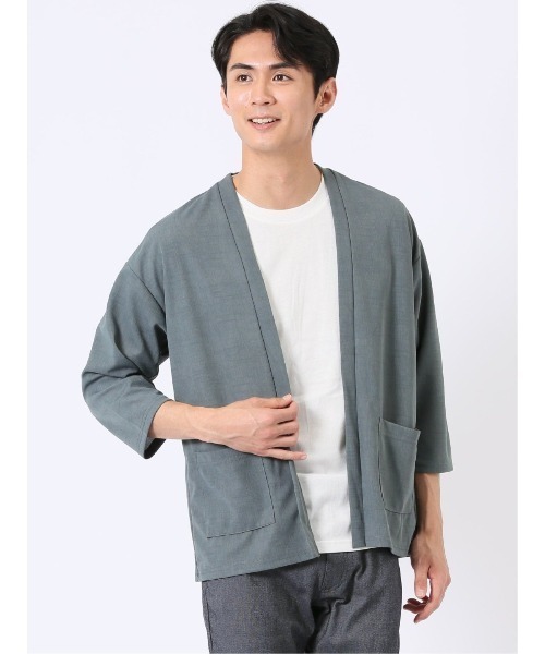 m.f.editorial（エムエフエディトリアル）の「アンサンブル 2枚 セット メンズ 半端袖 カーディガン & 半袖 Tシャツ ゆったり オーバーサイズ カウラ/Kaule（アンサンブル・メンズ・ブルー/ブラック/ライトグレー・X-LARGE/MEDIUM/LARGE）」の3枚目の写真