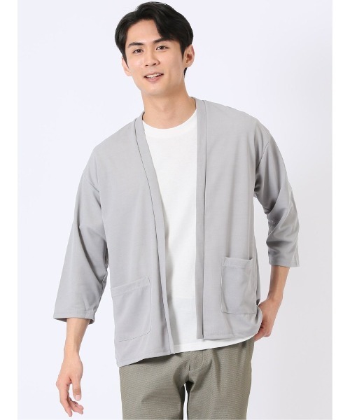 m.f.editorial（エムエフエディトリアル）の「アンサンブル 2枚 セット メンズ 半端袖 カーディガン & 半袖 Tシャツ ゆったり オーバーサイズ カウラ/Kaule（アンサンブル・メンズ・ブルー/ブラック/ライトグレー・X-LARGE/MEDIUM/LARGE）」の2枚目の写真