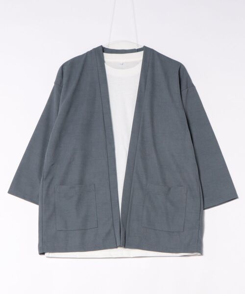 m.f.editorial（エムエフエディトリアル）の「アンサンブル 2枚 セット メンズ 半端袖 カーディガン & 半袖 Tシャツ ゆったり オーバーサイズ カウラ/Kaule（アンサンブル・メンズ・ブルー/ブラック/ライトグレー・X-LARGE/MEDIUM/LARGE）」の7枚目の写真