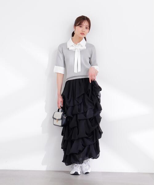 PROPORTION BODY DRESSING（プロポーションボディドレッシング）の「【追加生産決定！】＜山内ともなさんコラボ＞タックバルーンスカート / 1216220605（スカート・レディース・ホワイト系その他/ブラック・SMALL/MEDIUM/P/S）」の13枚目の写真
