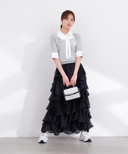 PROPORTION BODY DRESSING（プロポーションボディドレッシング）の「【追加生産決定！】＜山内ともなさんコラボ＞タックバルーンスカート / 1216220605（スカート・レディース・ホワイト系その他/ブラック・SMALL/MEDIUM/P/S）」の14枚目の写真