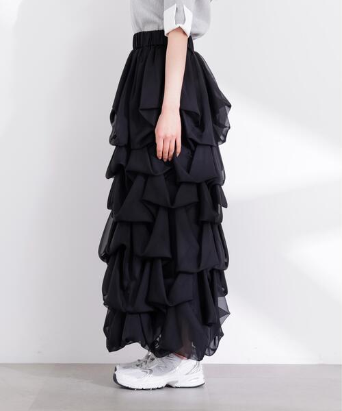 PROPORTION BODY DRESSING（プロポーションボディドレッシング）の「【追加生産決定！】＜山内ともなさんコラボ＞タックバルーンスカート / 1216220605（スカート・レディース・ホワイト系その他/ブラック・SMALL/MEDIUM/P/S）」の22枚目の写真