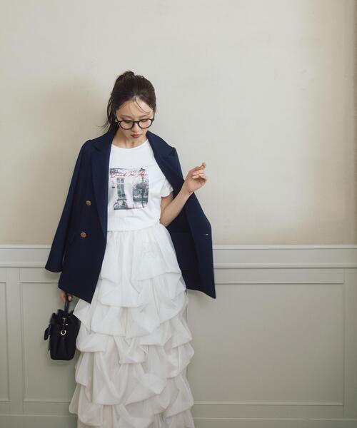 PROPORTION BODY DRESSING（プロポーションボディドレッシング）の「【追加生産決定！】＜山内ともなさんコラボ＞タックバルーンスカート / 1216220605（スカート・レディース・ホワイト系その他/ブラック・SMALL/MEDIUM/P/S）」の4枚目の写真
