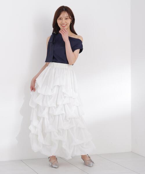 PROPORTION BODY DRESSING(プロポーションボディドレッシング)の「【追加生産決定!】<山内ともなさんコラボ>タックバルーンスカート / 1216220605(スカート・レディース・ホワイト系その他/ブラック・SMALL/MEDIUM/P/S)」の8枚目の写真