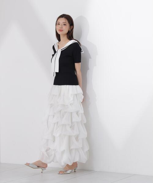 PROPORTION BODY DRESSING(プロポーションボディドレッシング)の「【追加生産決定!】<山内ともなさんコラボ>タックバルーンスカート / 1216220605(スカート・レディース・ホワイト系その他/ブラック・SMALL/MEDIUM/P/S)」の12枚目の写真
