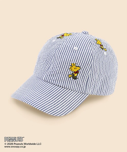 BROOKS BROTHERS(ブルックスブラザーズ)の「Brooks Brothers × PEANUTS シアサッカー ウッドストックエンブロイダリー ベースボールキャップ(キャップ・メンズ・ブルー・ONE SIZE)」の1枚目の写真