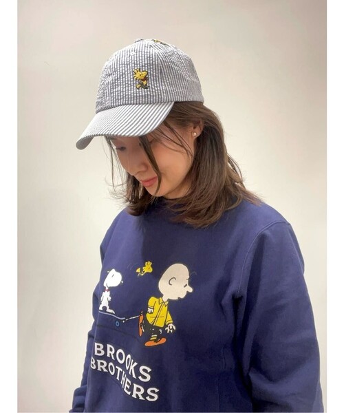 BROOKS BROTHERS(ブルックスブラザーズ)の「Brooks Brothers × PEANUTS シアサッカー ウッドストックエンブロイダリー ベースボールキャップ(キャップ・メンズ・ブルー・ONE SIZE)」の4枚目の写真