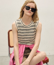 uchi.（ウチ）の「ブークレーヤーンボーダー柄編みニットベスト（ベスト）」