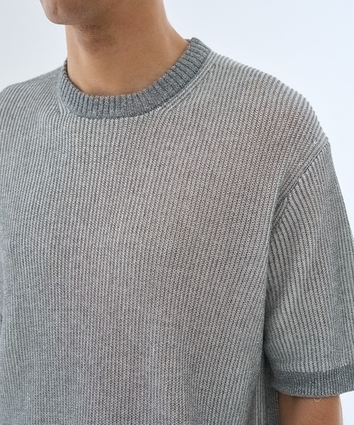 ESTNATION（エストネーション）の「ESTNATION / コットンリネン クルーネックニット（ニット/セーター・メンズ・グレー/ネイビー・MEDIUM/LARGE/X-LARGE）」の9枚目の写真