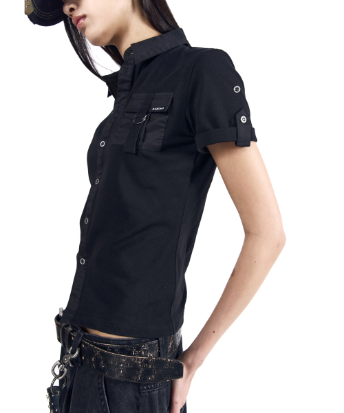 Рубашка‑свиток с карманом Roll‑Up Pocket Shirt (черная)