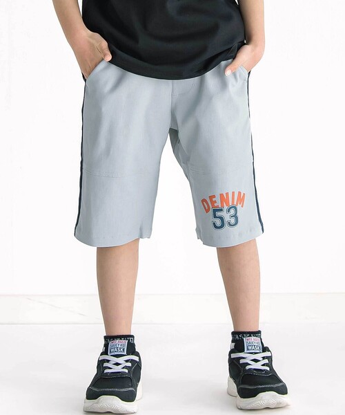 WASK(ワスク)の「5.5分丈 ベルトロゴストレッチツイルパンツ(100~160cm)(その他パンツ・キッズ・ブラック/グレー・140cm/130cm/160cm/150cm)」の2枚目の写真