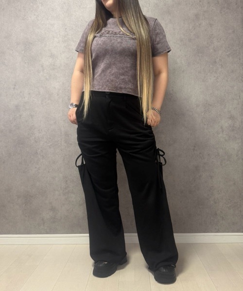 SMILE LAND(スマイルランド)の「【maryさんコラボ】ケミカルウオッシュロゴパッチTシャツ<大きいサイズ有>(Tシャツ/カットソー・レディース・インディゴブルー/ブラウン・3L/LL/L/M)」の18枚目の写真