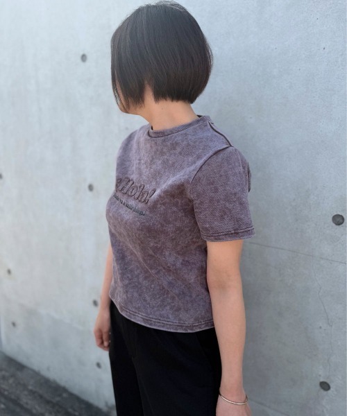SMILE LAND(スマイルランド)の「【maryさんコラボ】ケミカルウオッシュロゴパッチTシャツ<大きいサイズ有>(Tシャツ/カットソー・レディース・インディゴブルー/ブラウン・3L/LL/L/M)」の12枚目の写真