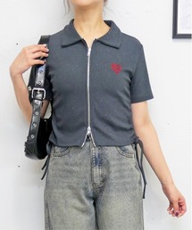 ラメジップカットソー