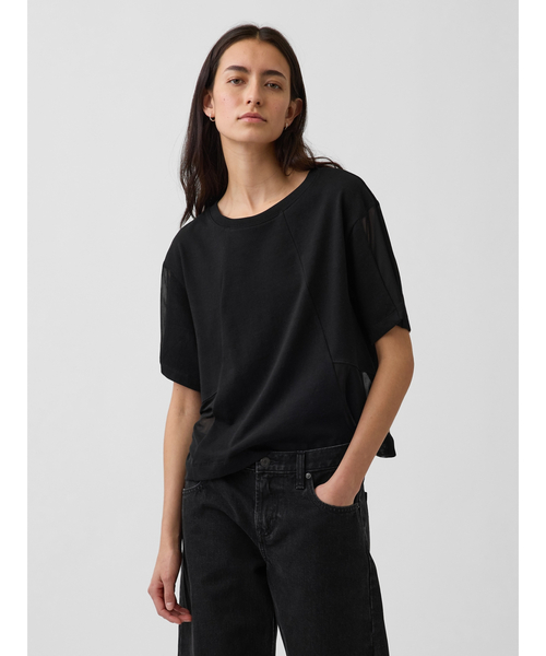 GAP(ギャップ)の「オーバーサイズ シアー シーム Tシャツ(Tシャツ/カットソー・レディース・ホワイト/ブラック・XS/M/S/L/XL/XXS)」の8枚目の写真