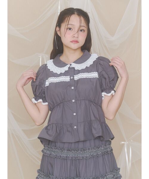 merry jenny(メリージェニー)の「フリルカラーパフブラウス(シャツ/ブラウス・レディース・ピンク/オフホワイト/チャコールグレー/ブルー・FREE)」の11枚目の写真