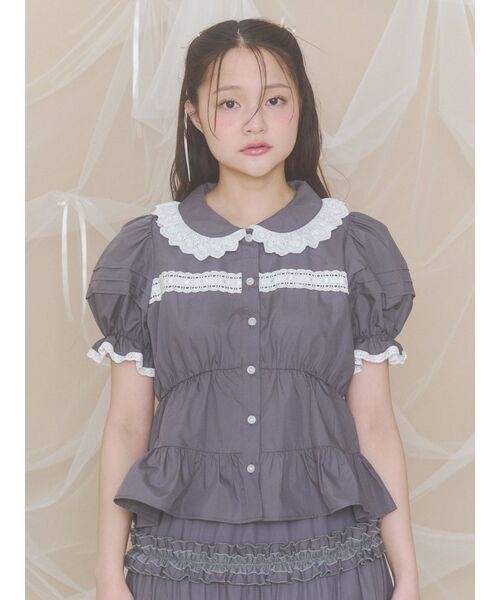 merry jenny(メリージェニー)の「フリルカラーパフブラウス(シャツ/ブラウス・レディース・ピンク/オフホワイト/チャコールグレー/ブルー・FREE)」の12枚目の写真