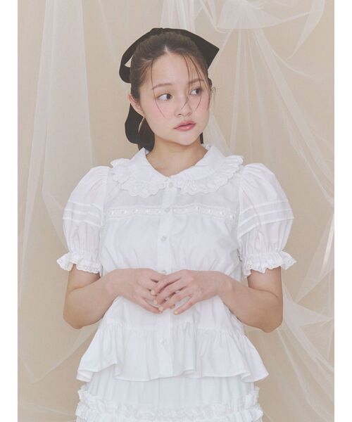 merry jenny(メリージェニー)の「フリルカラーパフブラウス(シャツ/ブラウス・レディース・ピンク/オフホワイト/チャコールグレー/ブルー・FREE)」の20枚目の写真