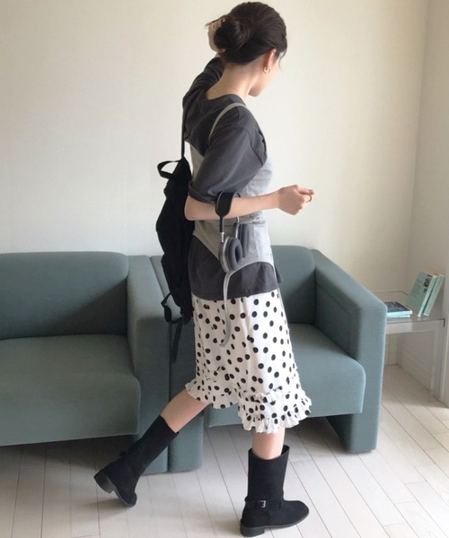 HALEY PESCA(ヘーリーペスカ)の「HALEY PESCA/ドットフリル ミドル丈スカート(スカート・レディース・ホワイト/ブラック・FREE)」の8枚目の写真