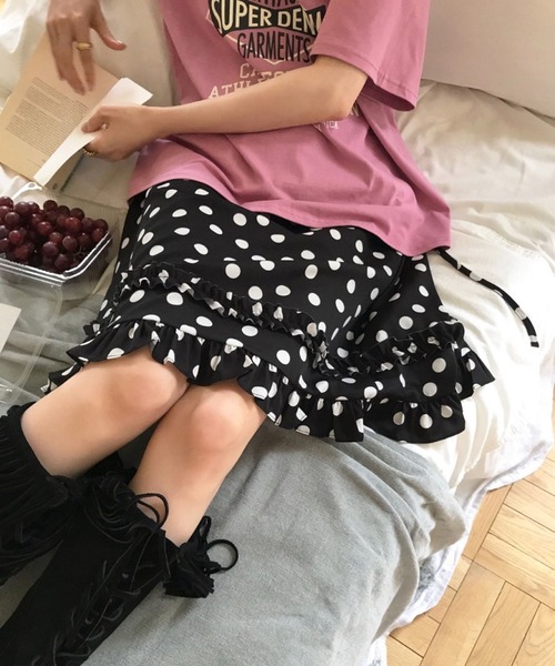 HALEY PESCA(ヘーリーペスカ)の「HALEY PESCA/ドットフリル ミドル丈スカート(スカート・レディース・ホワイト/ブラック・FREE)」の16枚目の写真