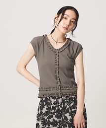 BEAUTY&YOUTH UNITED ARROWS | コットン リブ フリル キャップスリーブ カットソー(Tシャツ/カットソー)