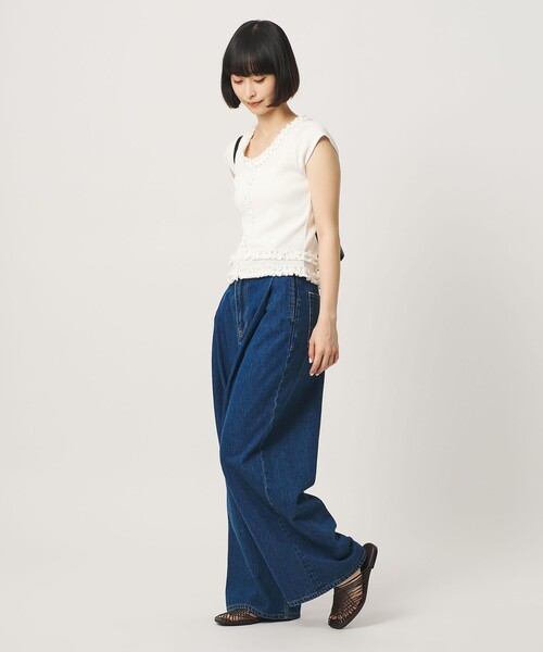 BEAUTY&YOUTH UNITED ARROWS(ビューティーアンドユースユナイテッドアローズ)の「コットン リブ フリル キャップスリーブ カットソー(Tシャツ/カットソー・レディース・ホワイト/ネイビー/モカ・FREE)」の11枚目の写真