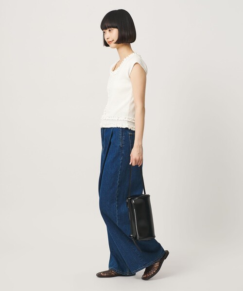 BEAUTY&YOUTH UNITED ARROWS(ビューティーアンドユースユナイテッドアローズ)の「コットン リブ フリル キャップスリーブ カットソー(Tシャツ/カットソー・レディース・ホワイト/ネイビー/モカ・FREE)」の12枚目の写真