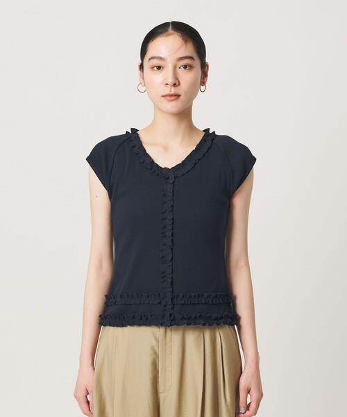 BEAUTY&YOUTH UNITED ARROWS(ビューティーアンドユースユナイテッドアローズ)の「コットン リブ フリル キャップスリーブ カットソー(Tシャツ/カットソー・レディース・ホワイト/ネイビー/モカ・FREE)」の13枚目の写真