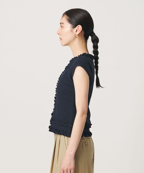 BEAUTY&YOUTH UNITED ARROWS(ビューティーアンドユースユナイテッドアローズ)の「コットン リブ フリル キャップスリーブ カットソー(Tシャツ/カットソー・レディース・ホワイト/ネイビー/モカ・FREE)」の14枚目の写真