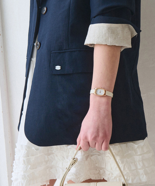 SLOWLOLLI（スローローリ）の「Turn up linen blazer_2 Colors（テーラードジャケット・レディース・Beige/ネイビー・FREE）」の7枚目の写真