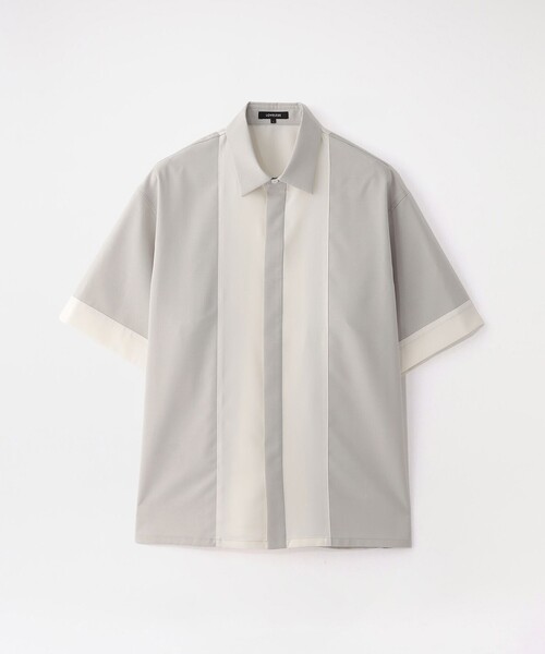 LOVELESS(ラブレス)の「ブロッキングショートスリーブシャツ(シャツ/ブラウス・メンズ・オフホワイト/ブラック/ブラウン系その他3/ネイビー・M/L)」の2枚目の写真