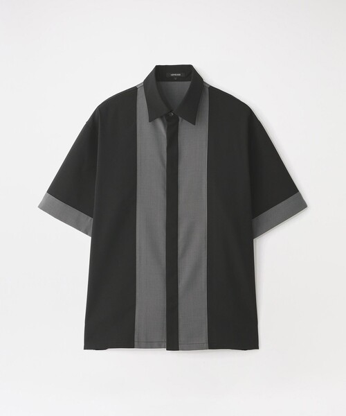 LOVELESS(ラブレス)の「ブロッキングショートスリーブシャツ(シャツ/ブラウス・メンズ・オフホワイト/ブラック/ブラウン系その他3/ネイビー・M/L)」の1枚目の写真