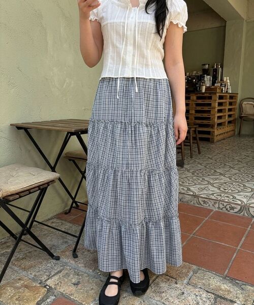 ETMON（エトモン）の「Check frill Tiered Skirt, Black（スカート・レディース・その他・F）」の6枚目の写真