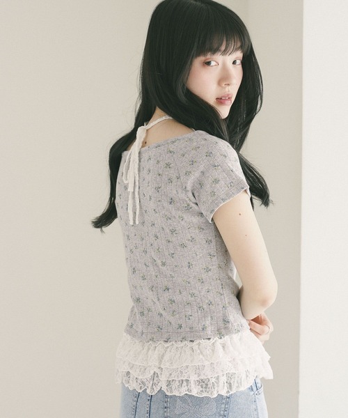 Heather(ヘザー)の「花柄レースフリルTEE 855268(Tシャツ/カットソー・レディース・グレー/オフホワイト/ブルー・FREE)」の8枚目の写真