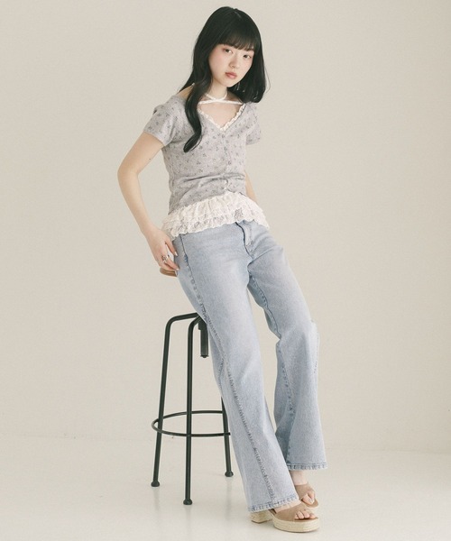 Heather(ヘザー)の「花柄レースフリルTEE 855268(Tシャツ/カットソー・レディース・グレー/オフホワイト/ブルー・FREE)」の10枚目の写真