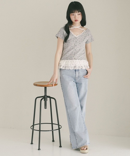 Heather(ヘザー)の「花柄レースフリルTEE 855268(Tシャツ/カットソー・レディース・グレー/オフホワイト/ブルー・FREE)」の11枚目の写真