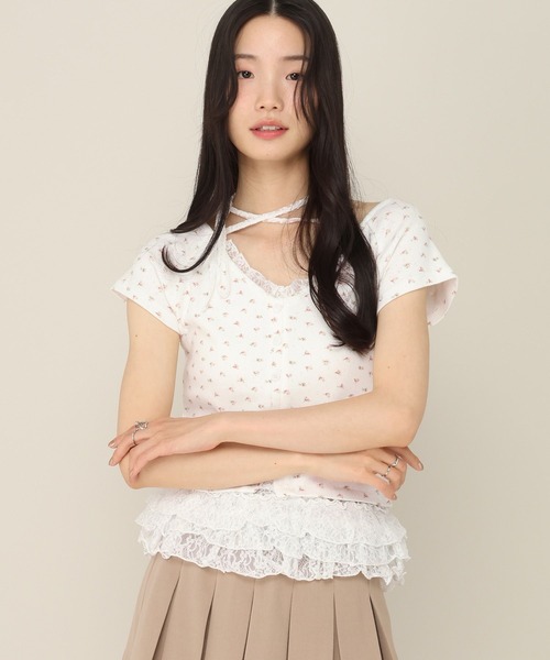Heather(ヘザー)の「花柄レースフリルTEE 855268(Tシャツ/カットソー・レディース・グレー/オフホワイト/ブルー・FREE)」の16枚目の写真