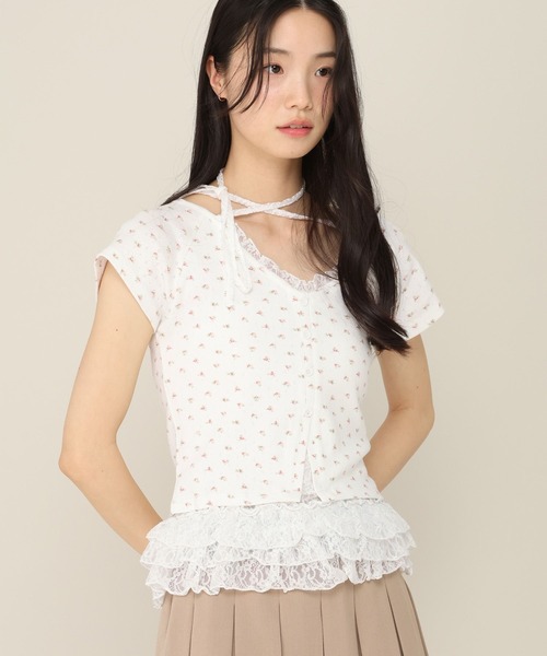 Heather(ヘザー)の「花柄レースフリルTEE 855268(Tシャツ/カットソー・レディース・グレー/オフホワイト/ブルー・FREE)」の18枚目の写真