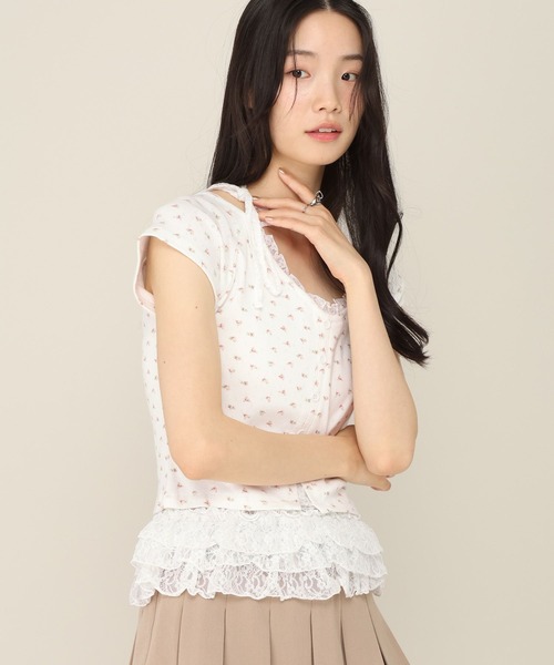 Heather(ヘザー)の「花柄レースフリルTEE 855268(Tシャツ/カットソー・レディース・グレー/オフホワイト/ブルー・FREE)」の19枚目の写真