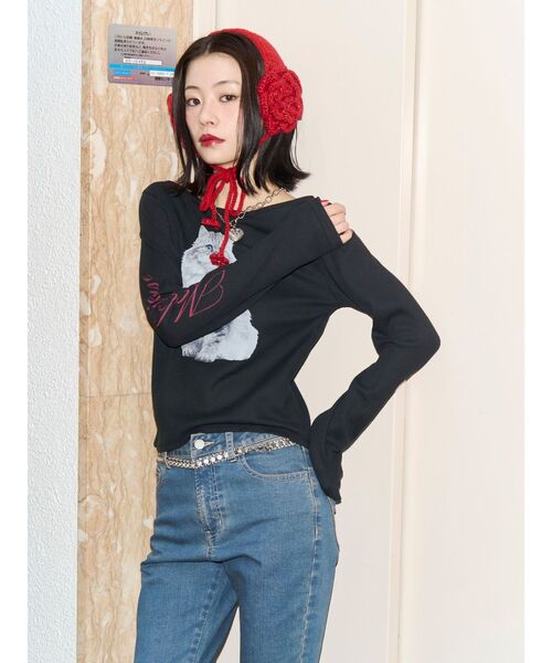jouetie(ジュエティ)の「パターンフリルドッキングフレアデニム(デニムパンツ・レディース・ブルー/ブラック・SMALL/MEDIUM)」の8枚目の写真