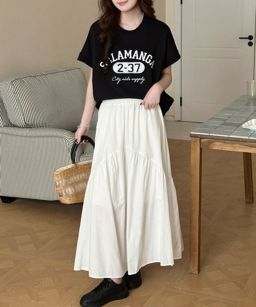 DAY CLOSET(デイ クローゼット)の「半袖 英字 刺繍 カレッジロゴ Tシャツ レディース(Tシャツ/カットソー・レディース・ブラック/ダークグレー・L/M)」の10枚目の写真