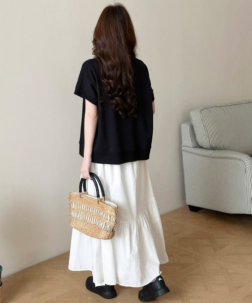 DAY CLOSET(デイ クローゼット)の「半袖 英字 刺繍 カレッジロゴ Tシャツ レディース(Tシャツ/カットソー・レディース・ブラック/ダークグレー・L/M)」の11枚目の写真