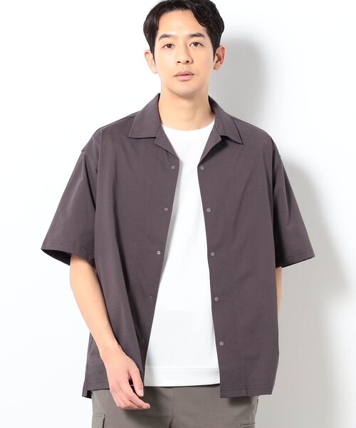 Grand PARK(グランドパーク)の「DOTMESH オープンカラーシャツ(シャツ/ブラウス・メンズ・ブラック/ネイビー/ブラウン・M/L)」の1枚目の写真