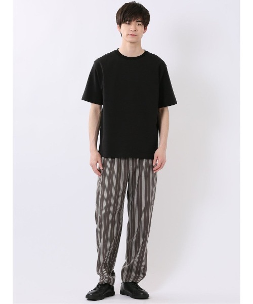 TAKA-Q(タカキュー)の「リネン混 先染め ストライプ柄 ややゆったり ワイド アンクル イージー パンツ メンズ(チノパンツ・メンズ・ブラウン/アイボリー・S/MEDIUM/LARGE/X-LARGE)」の11枚目の写真